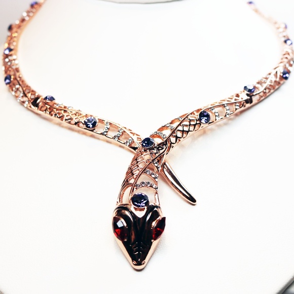 Jewelry - Twilight & Ruby Crystal Rose Gold Serpent Necklace